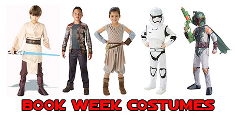 Book Week star wars costumes jedi finn rey stormtrooper boba fett